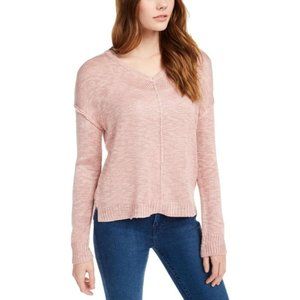 NWT PINK ROSE Women's Pink Long Sleeve Scoop Neck Button Up Sweater